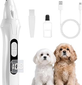 TECHMUR PawTrim Pro Paw Trimmer for Dogs, Super Quiet, Rechargeable with LED & 100% Digital Display, Wireless Professional Trimmer for Paws, Eyes, Ears & Face - for Dogs & Cats