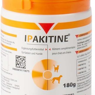 Vetoquinol Ipakitine, 180 g, supplementary feed for cats and dogs, to support the kidneys, for kidney insufficiency, powder for mixing into the food