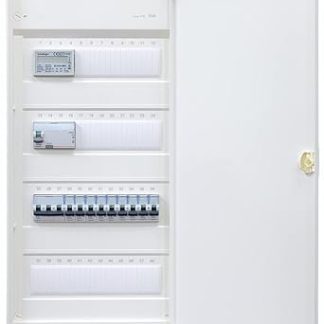 Hager Surface-Mounted Distributor with Counter 4-Row VA48CN I Ready for Connection Wired with Terminal Block I Equipping 1x FI 4-Pin + 1x 3-Pin + 9x 1-Pin LS B16A
