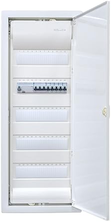Hager Flush-Mounted Distributor 5 Rows VU60NC Ready for Connection Wired with Terminal Block 1x FI 4-Pin + 1x 3-Pin + 5x 1-Pin LS B16A