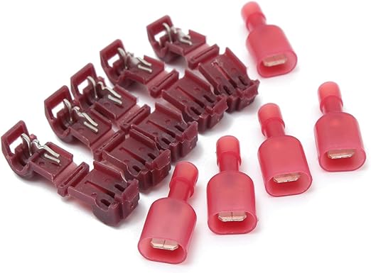 100/100 Electrical Wire Crimp Terminals Quick Splice Cable Spade Connector Kit Set 0.3-1.0mm2/1.0-2.5mm2/4.0-6.0mm2, Red
