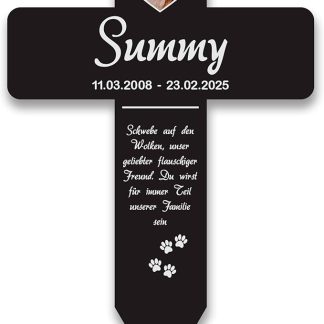 LAUBLUST Personalised Acrylic Grave Cross as Grave Decoration for Dogs, Cats and Other Pets with Name, 2 Sizes, Grave Stake Cross with Engraving as Animal Grave Decoration and Grave Cross with Desired