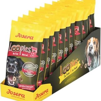 JOSERA Loopies with Beef (11 x 150 g) | Grain-Free Dog Treats with Low Fat | Super Premium Quality No Sugar | Pack of 11