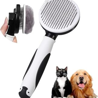 Vinabo Cat Brush, Dog Brush, Self-Cleaning Brush, Pets Brush, Cat Comb with Handle, Clean Button, Brush for Pet Care for Removing Undercoat with Short, with More and Long Hair
