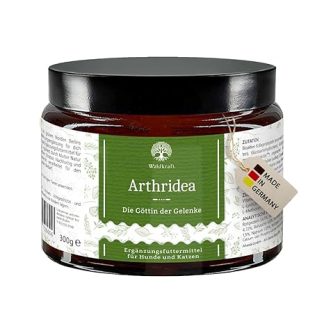 Waldkraft Arthridea Joint Complex for Dogs and Cats with MSM, Glucosamine, Chondroitin, Collagen, Green-Lipped Mussel, Turmeric & Frankincense, 300 g Powder in Light-Protecting Brown Glass Jar