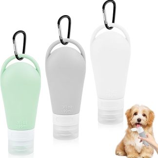 AKONE Food Tube for Filling Dog Pack of 3, Dog Food Tube with Stretchy Clips, Empty Tubes for Filling 90 ml, Silicone Travel Bottles, Reusable Food Tube Dog for Dog Training as a Reward
