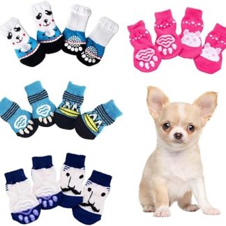 COYUN Pack of 16 Indoor Non-Slip Socks for Dogs, Paw Protectors, Dog Socks, Paw Protection, Indoor Warm Pet Protection (S Type B)