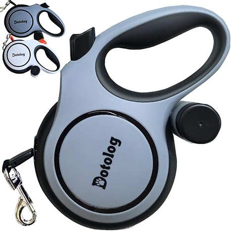 Dotolog Retractable Dog Lead 8 m, Roller Lead for Dogs, Retractable Pull Rope, Extendable Dog Lead for Medium Large Dogs up to 50 kg, Gift for Dog (Grey/Black, 8 m)