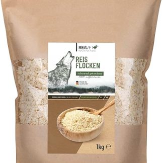 ReaVET Rice Flakes Dog 1 kg, Rice Flakes Dogs, Vegetable Flakes Dogs Gluten Free, Vegetable Flakes Barf Additive