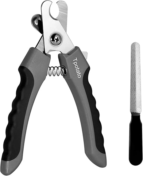 Tpotato Dog Nail Clippers for Large Breeds with Quick Sensor, Safari Cat Nail Clippers with Safety Guard and Nail File, Large (6.5 in)