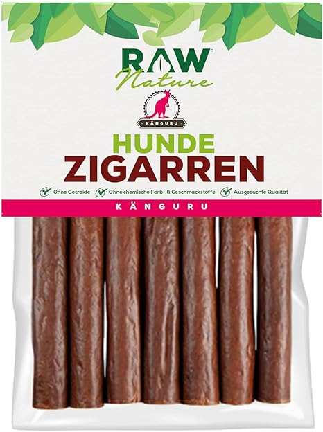 RAW Nature PUR Dog Cigar Kangaroo Pack of 7 - 100% Natural Dog Snack - Monoprotein - Hypoallergenic & Grain-Free - Air-Dried Kangaroo Meat - Jerky - High-Quality Muscle Meat