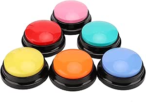Communication Keys for Dogs, Pack of 6 Coloured Voice Recording Keys, Dog Buttons for Communication with Pet Training Buzzer, 30 Seconds Recording Buttons