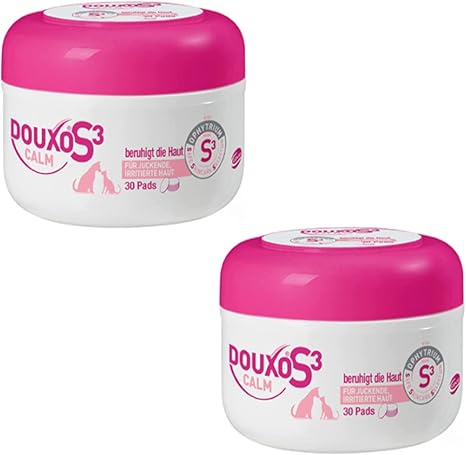 Douxo S3 Calm Pads | Twin Pack | 2 x 30 | Soothing Skin Care for Dogs and Cats | For Itchy, Irritated and Sensitive Skin | Hypoallergenic and pH Adjusted