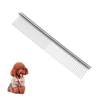 1 x Pet Comb with Rounded Teeth, Stainless Steel Dog Comb for Removing Tangles and Knots, Pet Comb Brush Care Comb for Cats and Dogs (19 x 3.3 cm)