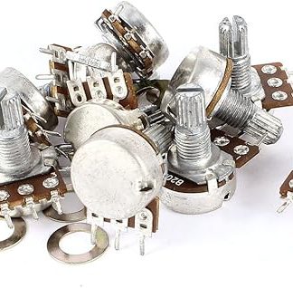sourcing map 20kOhm 3 Terminal Single Linear Rotary Taper Potentiometer - Silver (10)
