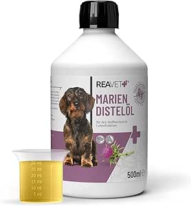 ReaVET Milk Thistle Oil for Dogs & Horses 500 ml - Natural in Premium Quality - Barf Additive, Thistle Oil Dog, Barf Oil Milk Thistle Oil Dog I Rich in Vitamin E, Omega-6, Omega-9