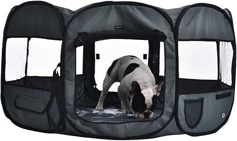 Amazon Basics Octagonal Portable Soft Pet Playpen 45 Grey