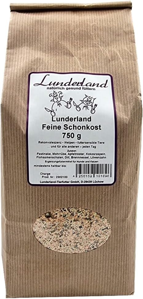 Lunderland Fine Gentle Food 750 g, A Grain-Free Mixer for Meat Meal Convalescence - Puppies - Food-sensitive Animals - and for All Others - Every Day