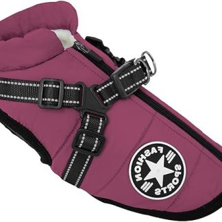 Small Dog Jacket with Harness, Outdoor Dog Sports Vest, Outdoor Warm Pet Winter Coat Harness for Cats, Puppies, Small Dogs