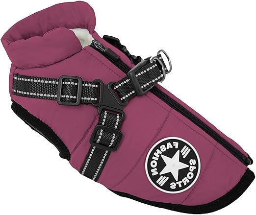 Small Dog Jacket with Harness, Outdoor Dog Sports Vest, Outdoor Warm Pet Winter Coat Harness for Cats, Puppies, Small Dogs
