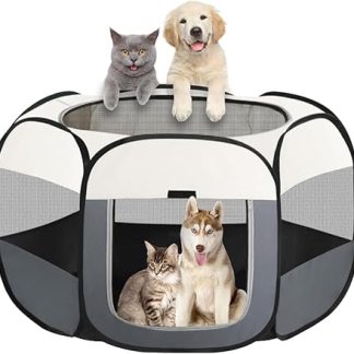Dhqkqg Puppy Run, 110 x 110 x 60 cm, Foldable Puppy Playpen, Portable Playpen Dog, Dog Playpen for Home, Dog Playpen, Foldable Playpen, for Pets, Cats, Rabbits and Small Animals