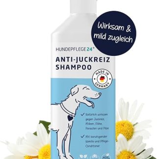 Natural Dog Shampoo Against Itching 3-in-1 - With Fur Shine Formula and Integrated Conditioner - Supports Mites, Fleas & Fungal Infestation - Shampoo for Dogs, Cats and Young Animals 500 ml