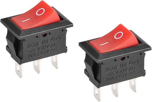 sourcing map SPST Mini-Boot-Kippschalter, Wechselschalter, roter Kippschalter für Boot, Marine, 3-polig, ON/ON, AC 250 V/6 A, 125 V/10 A, 2 Stück