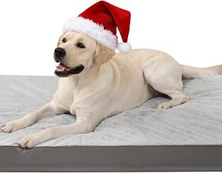 KSIIA Orthopaedic Dog Bed for Large Dogs, Washable 105 x 70 cm, Dog Beds with Removable Lid, Double-Sided Reversible Grey