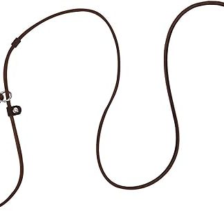 Genuine Leather Dog Leash for Small Medium Dogs Puppy Lightweight Thin But Sturdy Adjustable Soft and Slim 63 Inch Long, 1/4 Inch Wide (Brown)