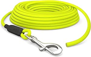 10 m Recall Lead for Dogs, Waterproof Round Lead without Loop, Safe Freewheel Training Lead Neon Yellow, up to 35 kg
