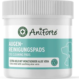 AniForte Eye Cleaning Pads Dogs & Cats Pack of 100 - Gentle Cleaning Wipes for Eye Care, Mild Eye Cleaning without Irritation, Removes Tear Stone & Saliva Residue, Tear Stain Remover Dog