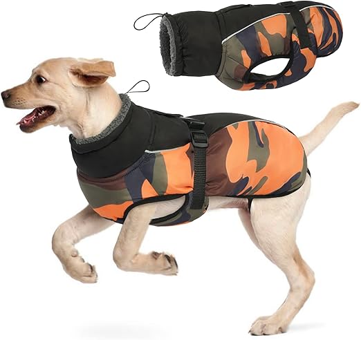 Waterproof Dog Coat, Warm Winter Dog Jacket, Dog Clothing, Outfit for Small/Medium/Large Dogs, Dog Jumper with Safe Reflective Strips, for Labrador, Chihuahua, French Bulldog