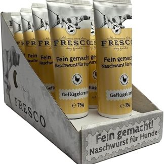FRESCO Dog Fein Gemacht! Poultry Liver Sausage Dog Tube | 87% Fresh Meat & Mono Protein | Premium Dog Treats Grain-Free | Healthy Dog Training | 9 x 75 g | From Germany