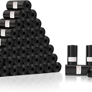 Diboniur Pack of 600 Dog Waste Bags, Black Waste Bags for Dogs, Robust and Leak-Proof, Fragrance-Free (40 Rolls, 15 per Roll)