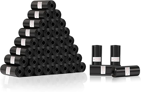 Diboniur Pack of 600 Dog Waste Bags, Black Waste Bags for Dogs, Robust and Leak-Proof, Fragrance-Free (40 Rolls, 15 per Roll)