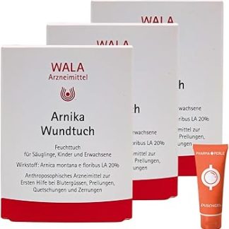 Arnica Wound Cloth 3 x 5 Pieces I Wet Wipe I First Aid for On the Go I Bruise, Bruise, Squeeze, Strain, Sports Injury, Sprain I for on the Go I Economy Set Plus Pharma Perle Giveaway