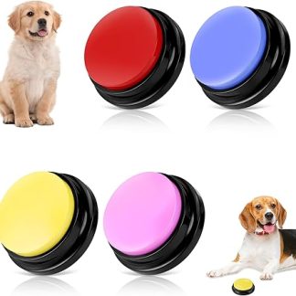 Gowkeey Dog Buttons Tiandirenhe Buzzer with Recording Function Answer Buzzers Recording Device Children 4 Coloured Buzzers with Sound, Buzzers Recording Buttons for Dog Interaction