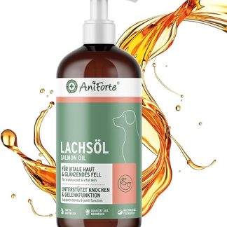 AniForte Omega-3 Salmon Oil for Dogs, Cats, Horses 1 Litre Cold Pressed Rich in Omega 3 and Omega 6 Fatty Acids Fish Oil Barf Supplement Natural Pure No Additives Easy Dosage