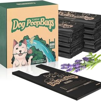 PURENV Biodegradable Dog Waste Bags with Lavender Fragrance, 600 Eco-Friendly Poo Bags for Dogs with Handle, Large 18 x 38 cm, 100% Leak-Proof, Extra Thick and Strong 10-Month Supply with Dispenser
