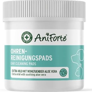 AniForte Ear Cleaning Pads for Dogs & Cats Pack of 100 - Extra Soft & Mild Cleaning Wipes for Ear Hygiene, Gentle Ear Cleaner for Care & Cleaning