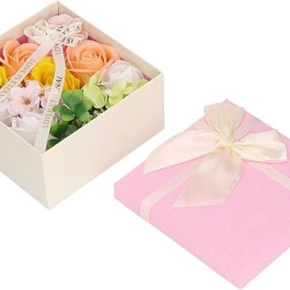 Hztyyier Blumen-Badeseife, Elegante Rosenseife, Geschenkbox, Lichtbeständige Seife für Hochzeit, Jahrestag, Muttertag (Yellow)