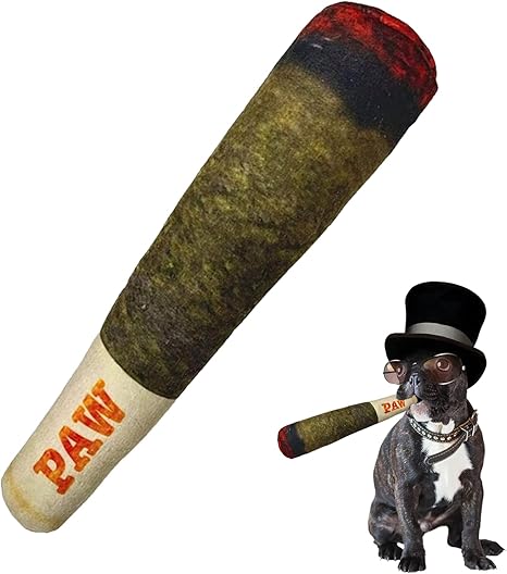 Dog Toy Cigarette Dog Plush Toy Plush Squeaky Dog Toy Cigar Shaped Plush Toy Dog Toy Suitable as Chew Toy for Large Medium and Small Dogs