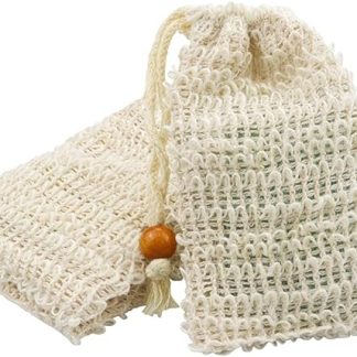 TCOTBE Soap Exfoliating Bags, Natural Sisal Soap Container, Zero Waste Mesh Pole, Natural Soap Holder, Loofah Holder, Pouch for Shower, Organic Soap Bag with Bag Holder for Shower, Bathroom, 2
