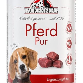 TACKENBERG Pferd Pur Wet Food Tin for Dogs - Premium Quality Dog Food - Natural Grain-Free - 6 x 400 g