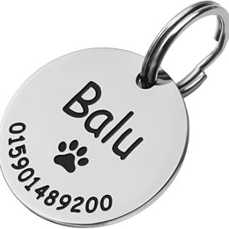 TMT Dog Tag with Engraving Stainless Steel Dog Pendant, Weatherproof, Dog Collar with Name and Phone Number, Dog Tag Personalised with Symbols, Perfect Birthday Gift for Dogs and Cats
