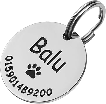 TMT Dog Tag with Engraving Stainless Steel Dog Pendant, Weatherproof, Dog Collar with Name and Phone Number, Dog Tag Personalised with Symbols, Perfect Birthday Gift for Dogs and Cats