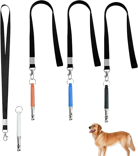 Pack of 4 Dog Whistles Rütter Recall with Lanyard, Dog Whistle High Frequency Silent, Educational Aids for Dogs Whistles, Dog Training Dog Whistles for Stop Barking and Training Your Dog