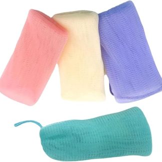 4 Pieces Mesh Soap Bags for Soap Sticks Soap Scrubber Bag with Drawstring Closure Reusable Soap Bag for Shower Handmade Soap and Face Cleanser