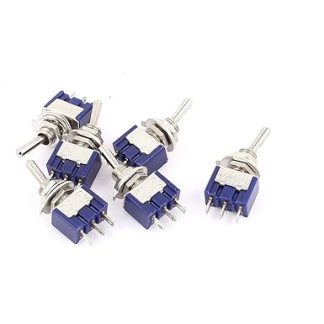 Sourcingmap 6 Pcs AC125 V 6 A SPDT ON-OFF-ON with 3 Position Locking Toggle Switch