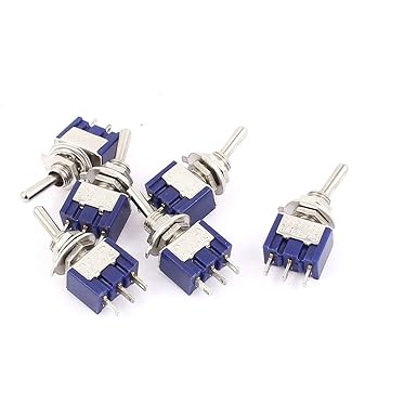 Sourcingmap 6 Pcs AC125 V 6 A SPDT ON-OFF-ON with 3 Position Locking Toggle Switch